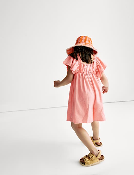 Linen Rich Frill Sleeve Playsuit (2-8 Yrs)