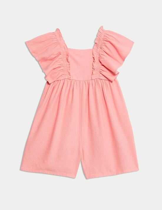 Linen Rich Frill Sleeve Playsuit (2-8 Yrs)