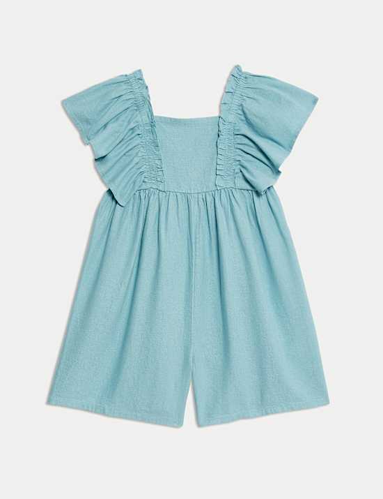 Linen Rich Frill Sleeve Playsuit (2-8 Yrs)