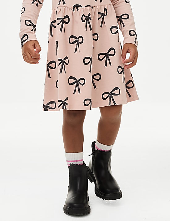 Φόρεμα με σχέδιο φιόγκος από 100% βαμβάκι (2-8 ετών)