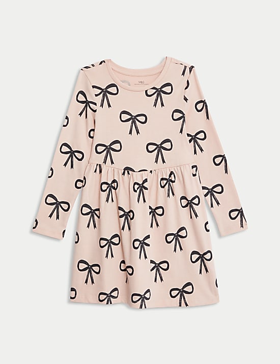 Φόρεμα με σχέδιο φιόγκος από 100% βαμβάκι (2-8 ετών)