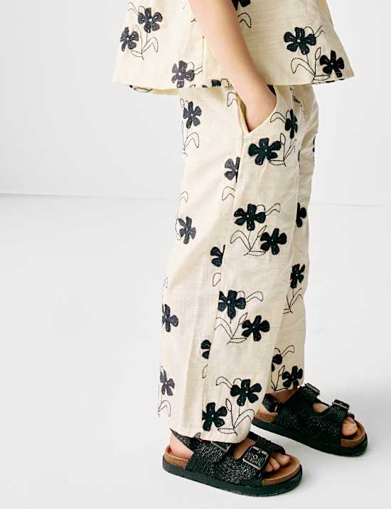 Outfit aus reinem Baumwollgewebe mit Blumenmuster (2–8 J.)