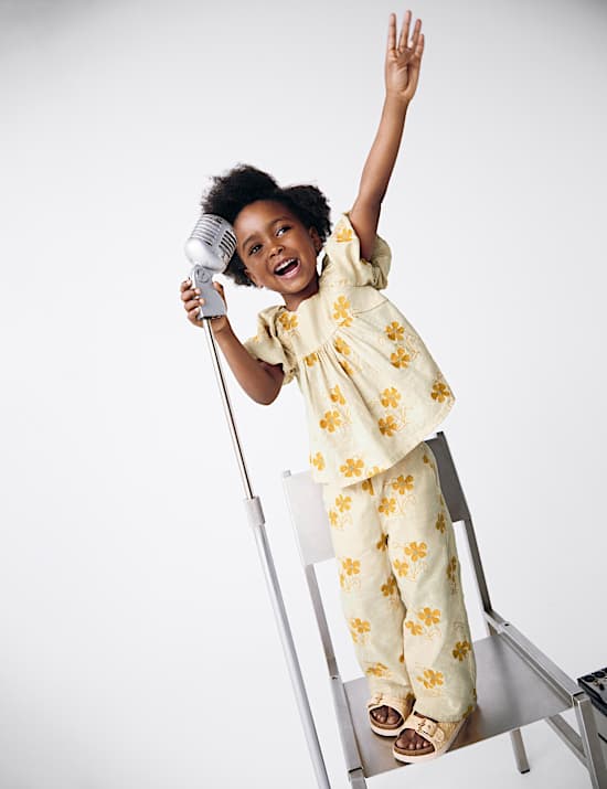 Pure Cotton Floral Woven Outfit (2-8 Yrs)