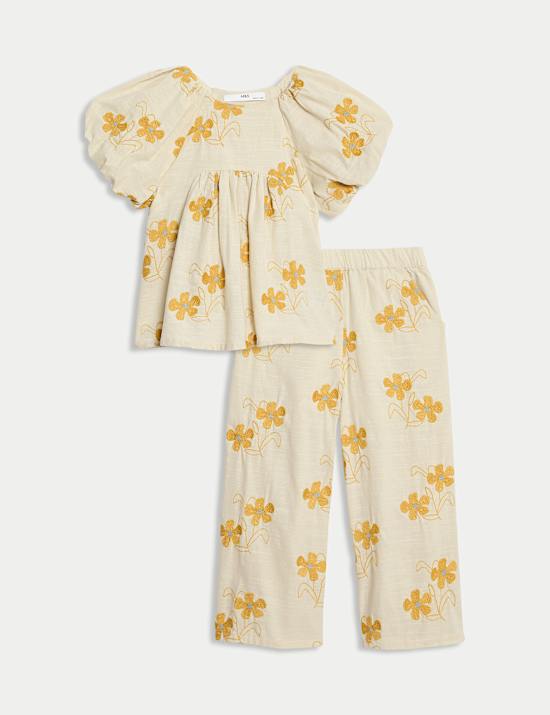 Pure Cotton Floral Woven Outfit (2-8 Yrs)