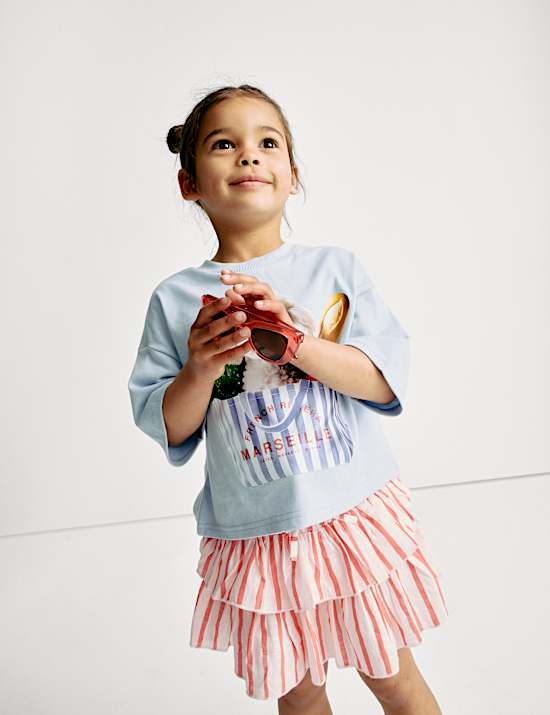 Pure Cotton Striped Rara Skirt (2-8 Yrs)