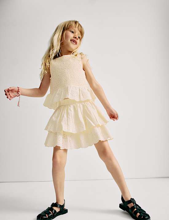 Pure Cotton Tiered Skirt