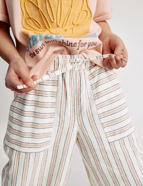 Linen Rich Striped Trousers (2-16 Yrs)