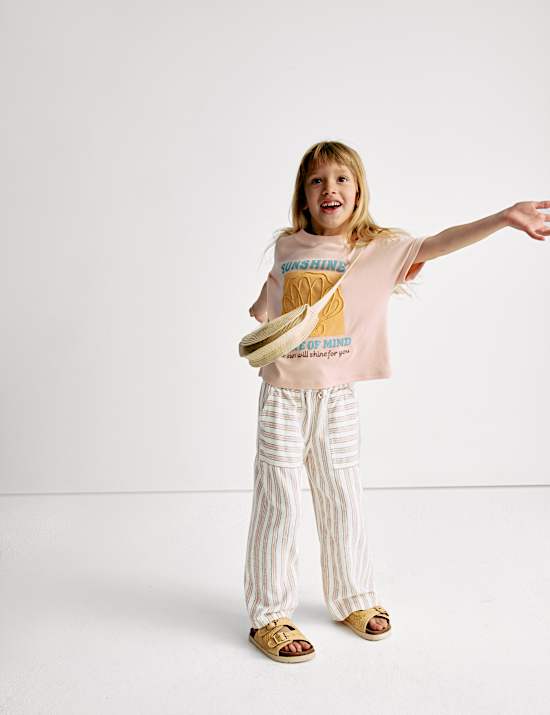 Linen Rich Striped Trousers (2-16 Yrs)