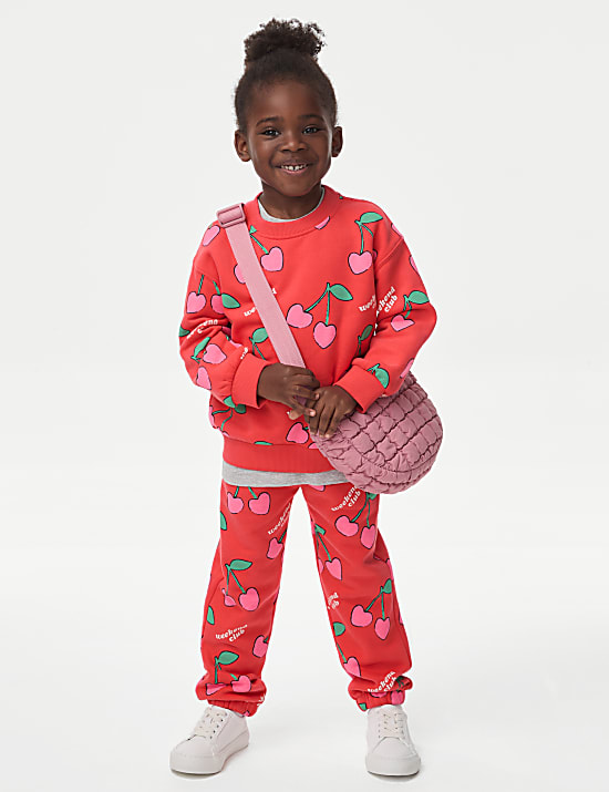 Cotton Rich Cherry Print Joggers (2-8 Yrs)