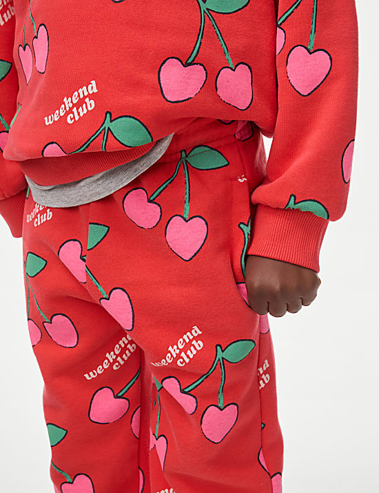 Cotton Rich Cherry Print Joggers (2-8 Yrs)