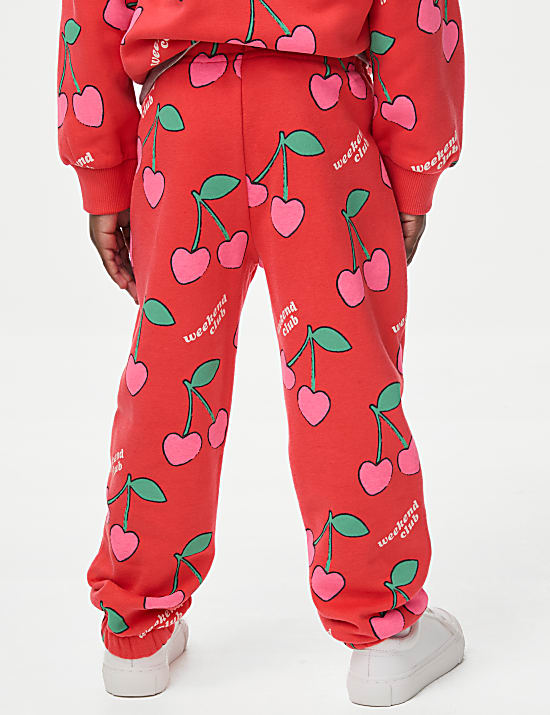 Cotton Rich Cherry Print Joggers (2-8 Yrs)
