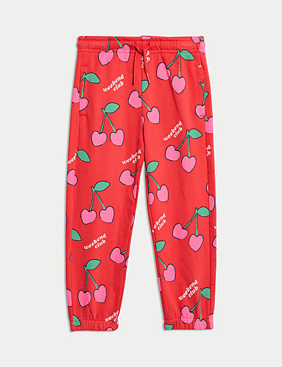 Cotton Rich Cherry Print Joggers (2-8 Yrs)