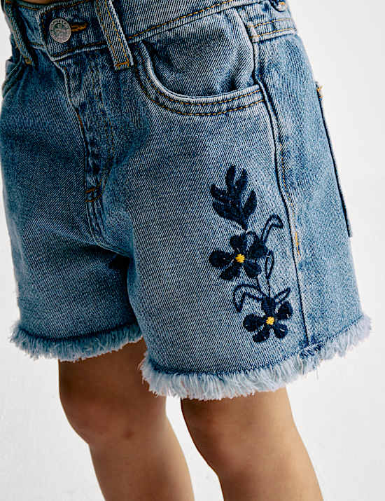Denim Embroidered Shorts (2-8 Yrs)