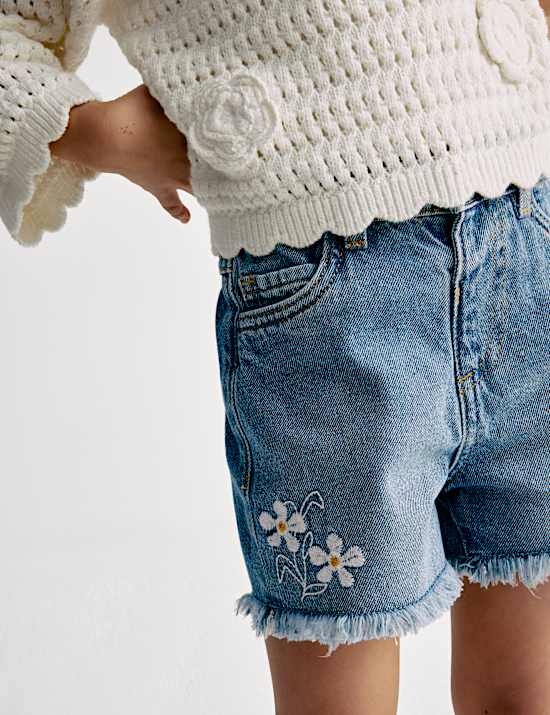 Denim Embroidered Shorts (2-8 Yrs)