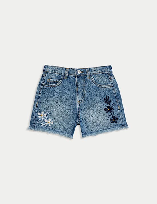 Denim Embroidered Shorts (2-8 Yrs)