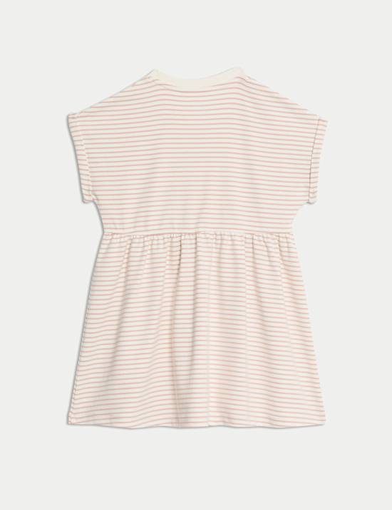 Gaun Bahan Katun Motif Garis (2-8 Thn)