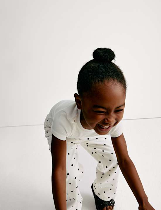 Polka Dot Wide Leg Denim Jeans (2-8 Yrs)