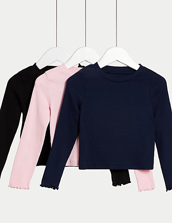 Lot de 3&nbsp;tops en coton côtelé (du 2&nbsp;au 8&nbsp;ans)