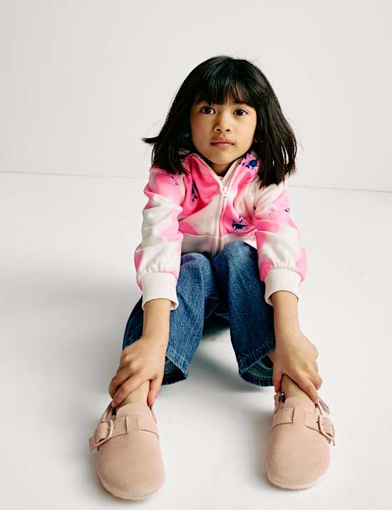 Katoenrijke hoodie met rits en hibiscusprint (2-8 jaar)