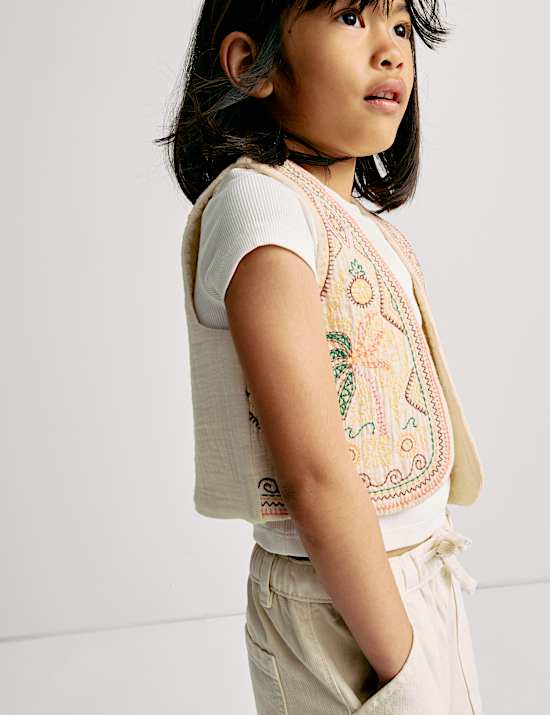 Pure Cotton Embroidered Vest (2-16 Yrs)