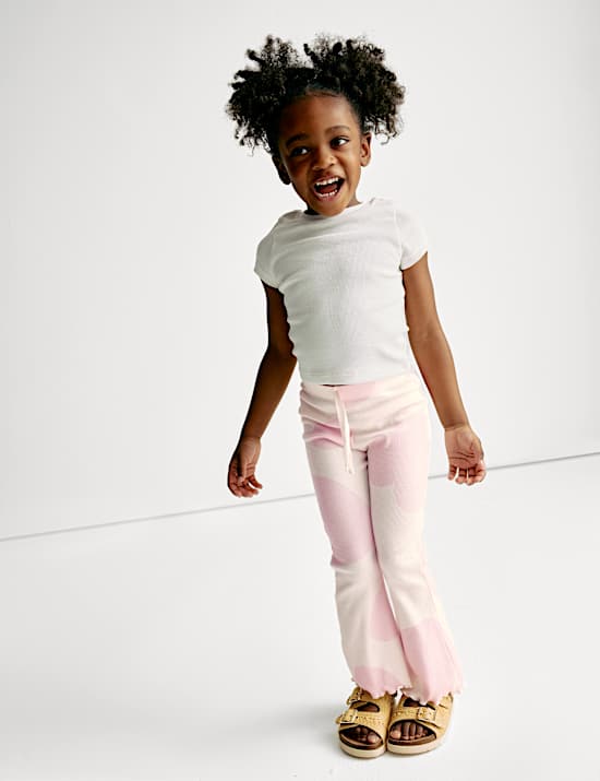 Cotton Rich Heart Print Flared Leggings (2-8 Yrs)