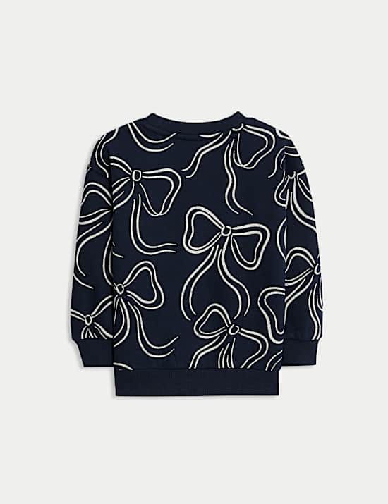 Cotton Rich Bow Print Sweatshirt (2-8 Yrs)