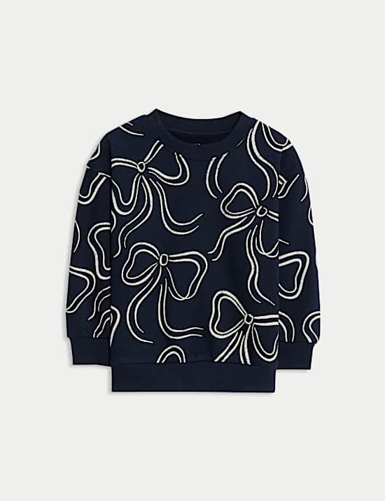 Katoenrijke sweater met strik (2-8 jaar)