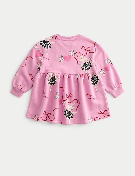 Cotton Rich Printed Sweatshirt Dress (2-8 Yrs)