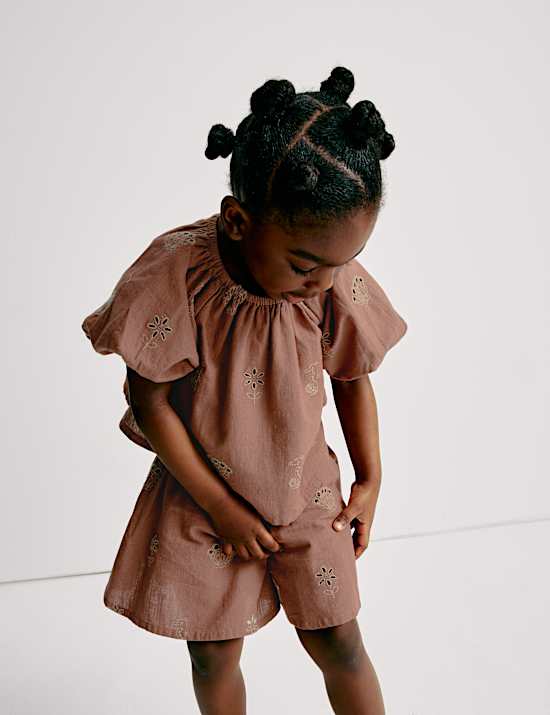 Pakaian Atasan & Bawahan Bordir Katun Murni (2-16 Thn)