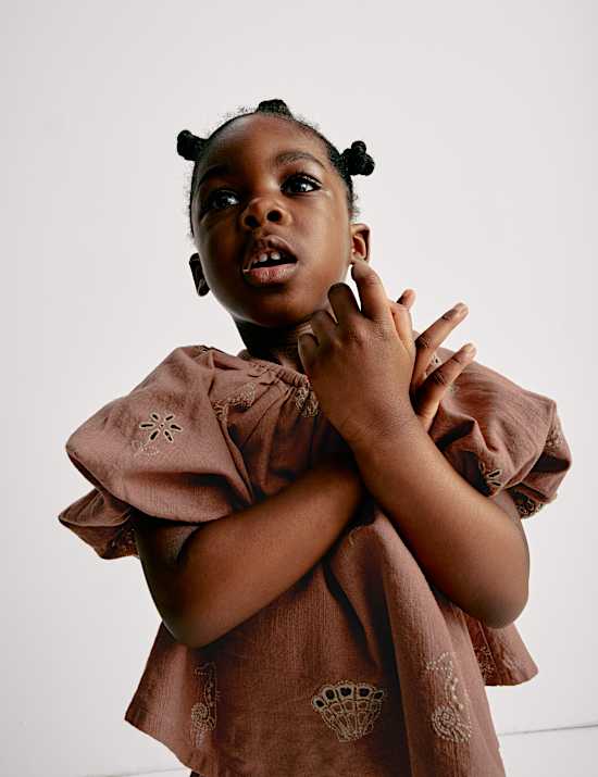 Pakaian Atasan & Bawahan Bordir Katun Murni (2-16 Thn)