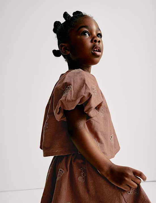 Pakaian Atasan & Bawahan Bordir Katun Murni (2-16 Thn)