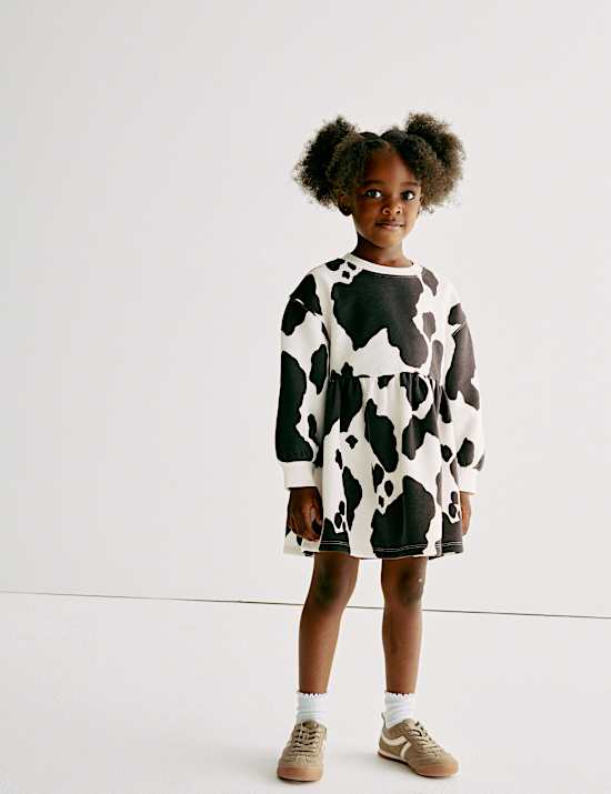 Cotton Rich Cow Print Swing Dress (2-8 Yrs)