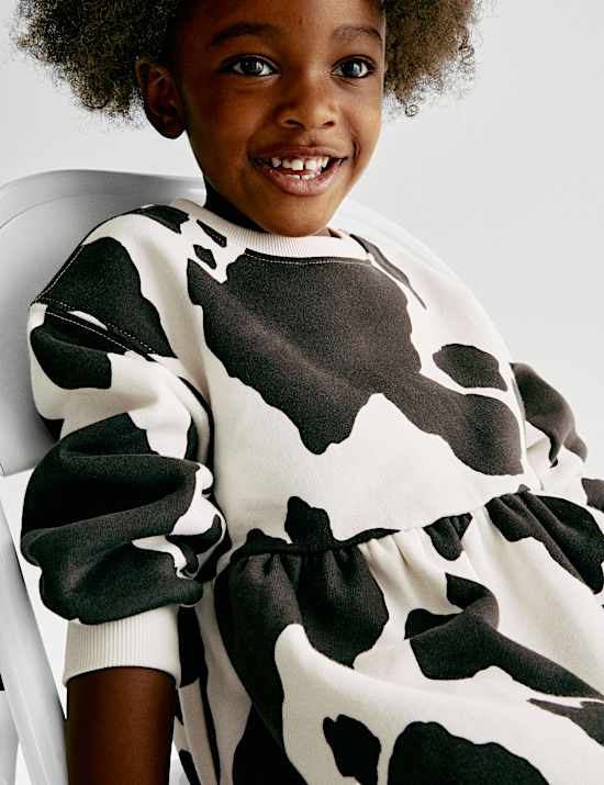 Cotton Rich Cow Print Swing Dress (2-8 Yrs)