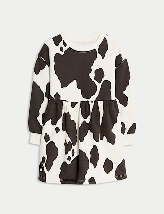 Cotton Rich Cow Print Swing Dress (2-8 Yrs)