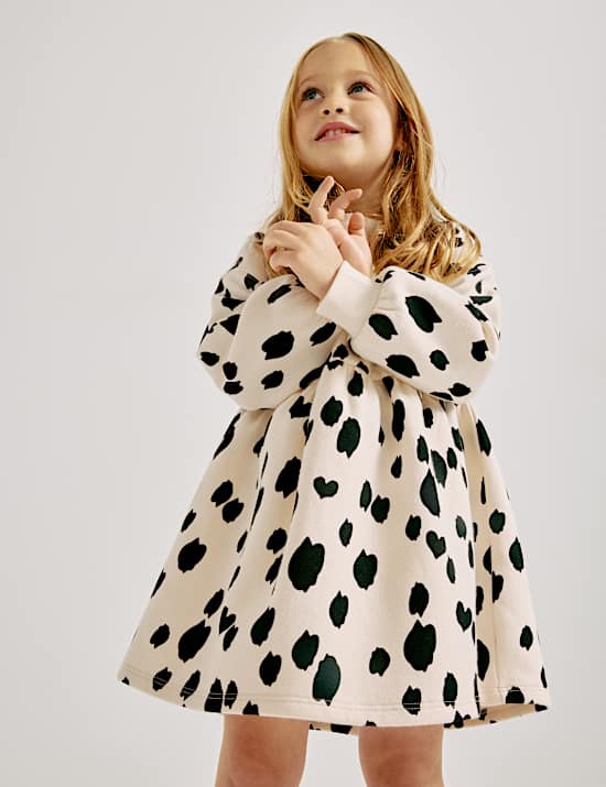 Cotton Rich Dalmatian Print Sweatshirt Dress (2-8 Years)