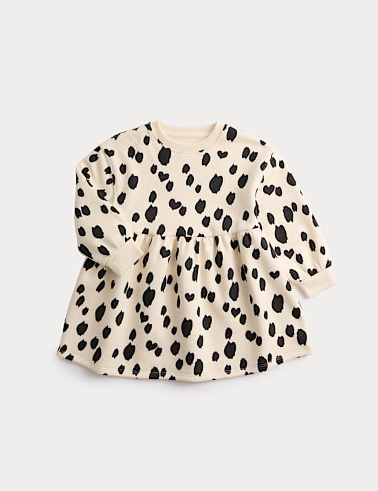 Cotton Rich Dalmatian Print Sweatshirt Dress (2-8 Years)