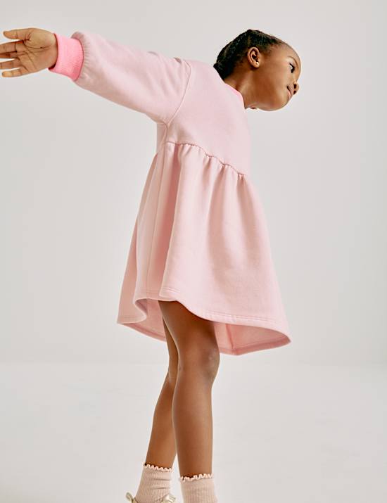 Cotton Rich Slogan Sweat Dress (2-8 Yrs)