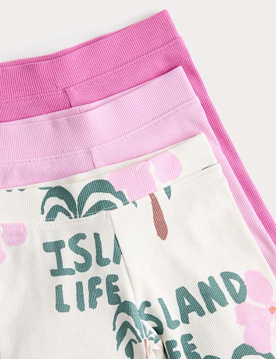 3er-Pack Radlerhose mit hohem Baumwollanteil und Palmenmotiv (2&ndash;8 J.)