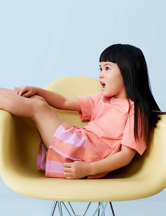 Pure Cotton Striped Runner Shorts (2-8 Yrs)