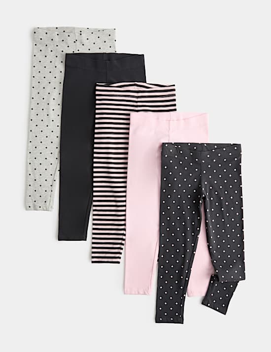5 Pack Cotton Rich Patterned Leggings (2-10 Yrs)
