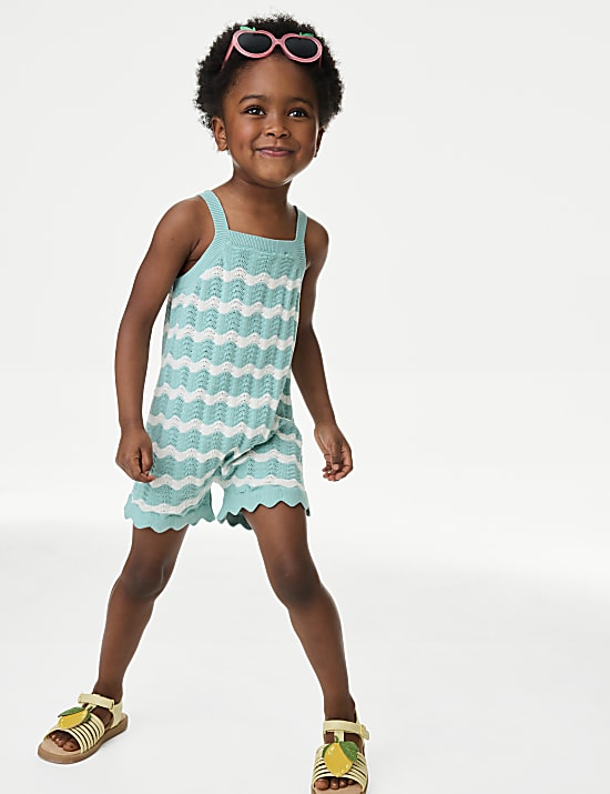 Pure Cotton Knitted Playsuit (2-8 Yrs)