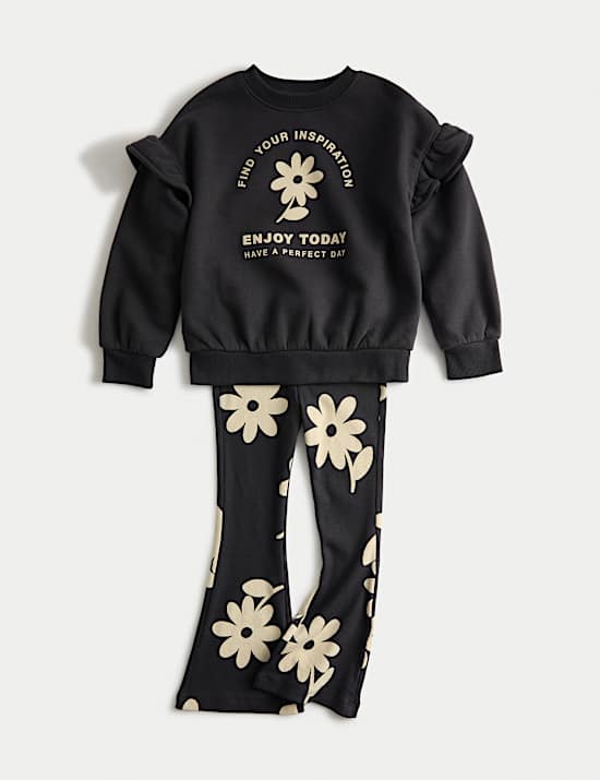 Pakaian Atasan & Bawahan Bahan Katun Motif Bunga (1-8 Thn)