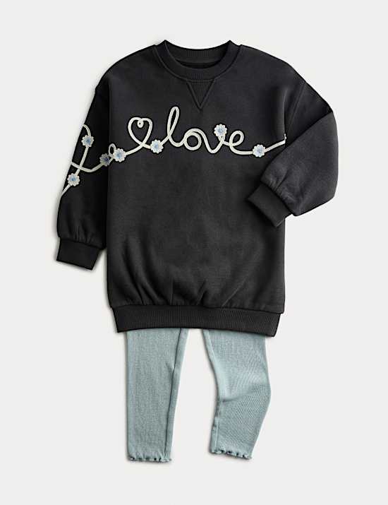 Set van 2 outfits met katoenrijk sweatshirt (1-8 jaar)