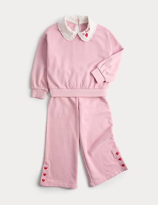 Conjunto de sudadera con cuello y parte de abajo de algod&oacute;n (1-8 a&ntilde;os)