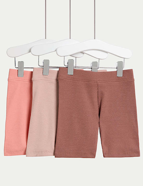 3pk Cotton Rich Cycling Shorts (2-8 Yrs)