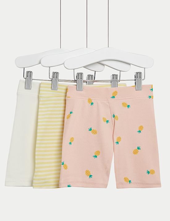 Lot de 3&nbsp;shorts cyclistes en coton côtelé (du 2&nbsp;au 8&nbsp;ans)