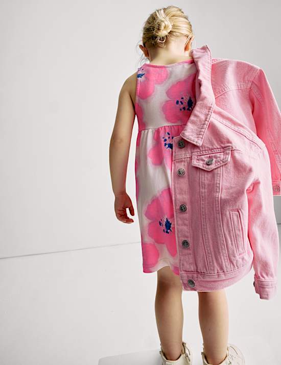 Φόρεμα με print ιβίσκο από 100% βαμβάκι (2-8 ετών)