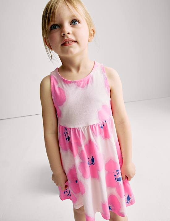 Φόρεμα με print ιβίσκο από 100% βαμβάκι (2-8 ετών)