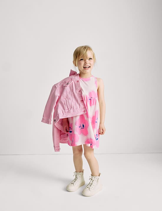 Φόρεμα με print ιβίσκο από 100% βαμβάκι (2-8 ετών)