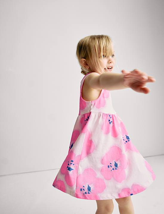 Φόρεμα με print ιβίσκο από 100% βαμβάκι (2-8 ετών)